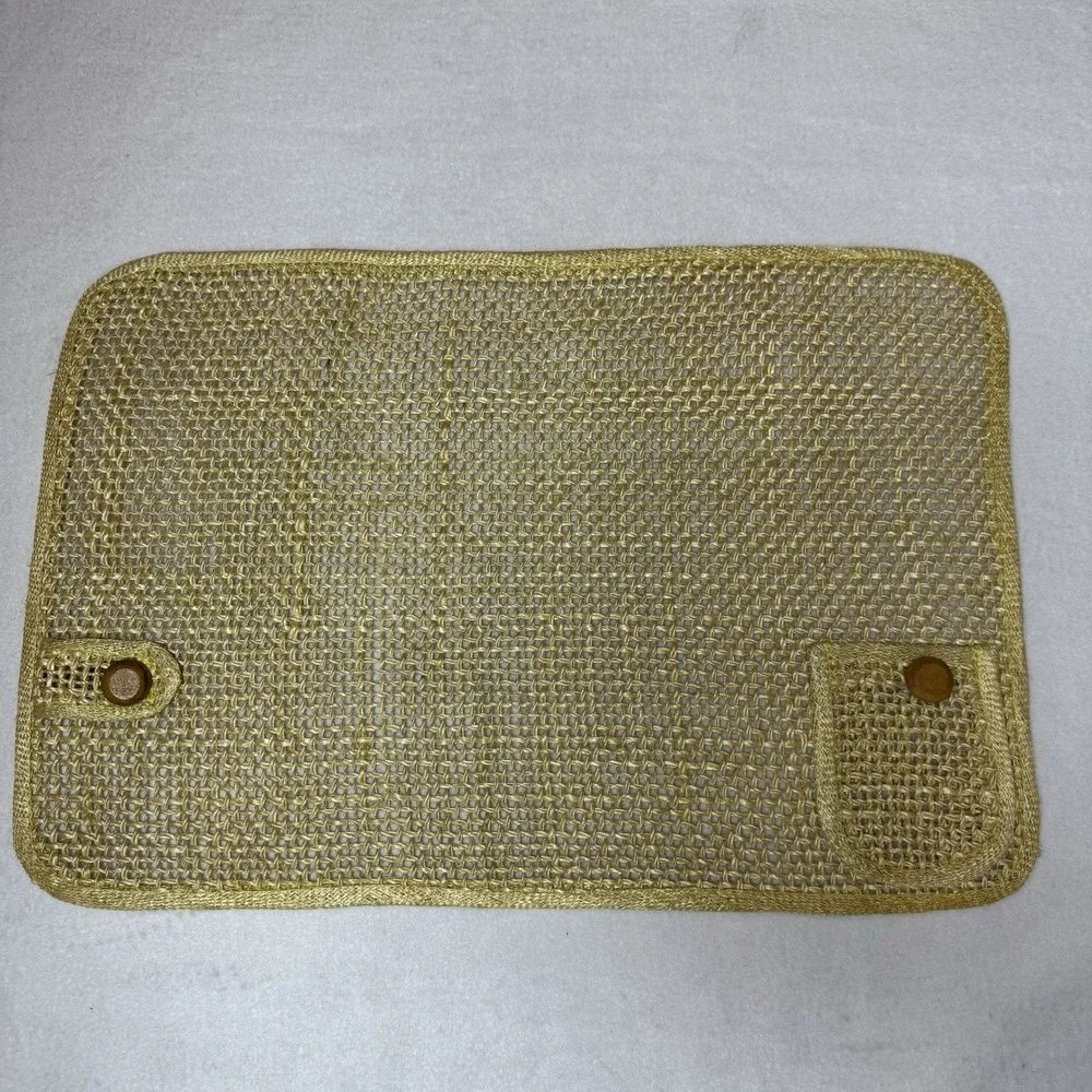 4 Natural Woven Placemats With Utensil Pocket And Napkin Loop Wood Accent Boho